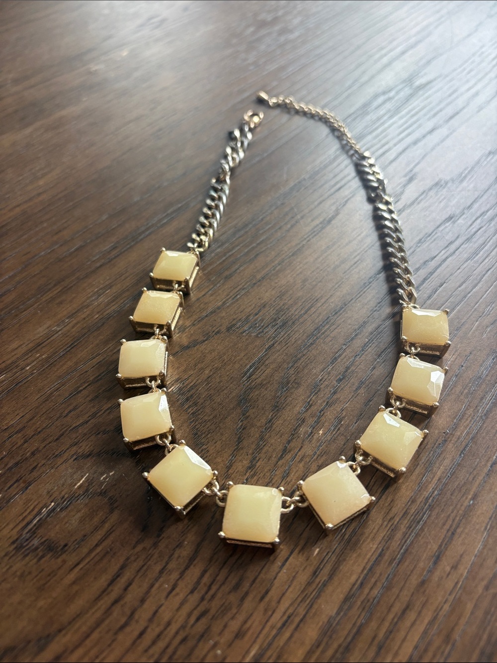 Banana Republic Gold-Tone Necklace with Cream Square Stones